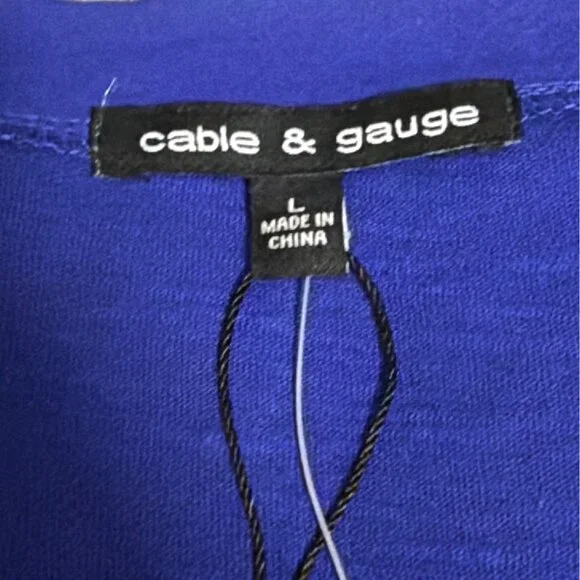 Cable & Gauge Womens Bright Blue Cotton Short Sleeve Embroidered Top Size L - Picture 3 of 7